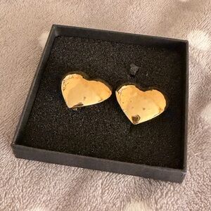 YSL Vintage Heart Clip-On Earrings (Hammered style)